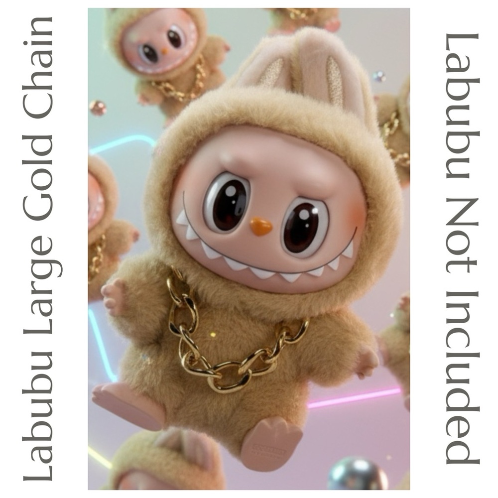LABUBU - Gold Tone Cuban Link Chain Necklace‎ - Wide - POPMART - Labubu Jewelry